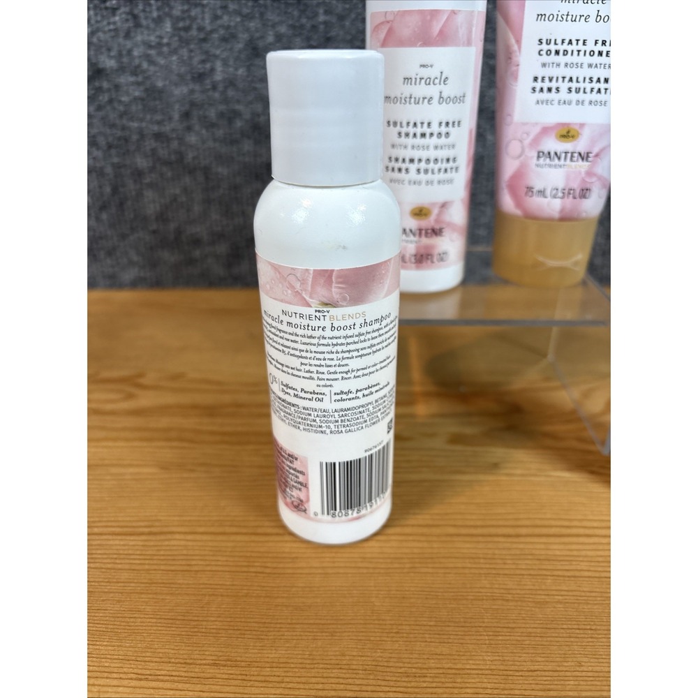 4~Pantene Pro-V Miracle Moisture Boost w- Rose Water, 3 oz, 2-Shampoo and 2-Cond - Picture 3 of 5